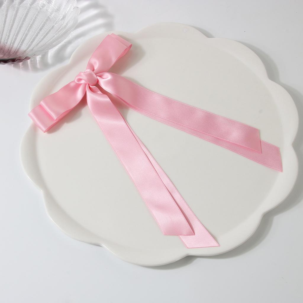 Elegant Bow Ribbon Hair Clip Fashion Simple Solid Satin Clip Hair Pin Spring Retro Headband with Clips Girls Hair Accessories