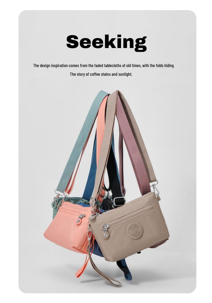 2026 Frühling Damen Wasserdichte Nylon Schultertasche Crossbody Tasche mit Münzfach mit mehreren Fächern