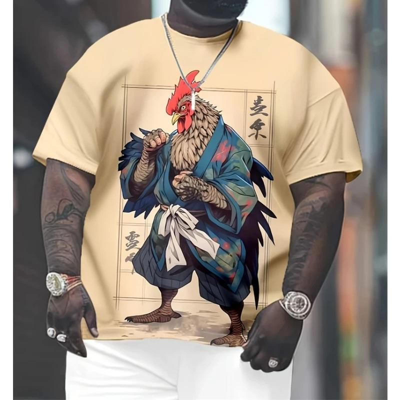 Summer Men's T-shirt Fashion Personality Animal Pattern 3D Print Casual Loose Outdoor Boy Short Sleeve Tees Top Pullover Clothing