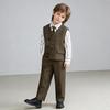 Boys Formal Suit Set 4 Piece School Kids Vest Shirt Pants Tie Gentleman Outfit for Wedding Party Birthday Photoshoot Performance 2-12Y
