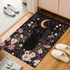 Black Cat Under Moonlit Floral Sky Patterned carpet, suitable as a non slip play mat for the living room and bedroom sofa