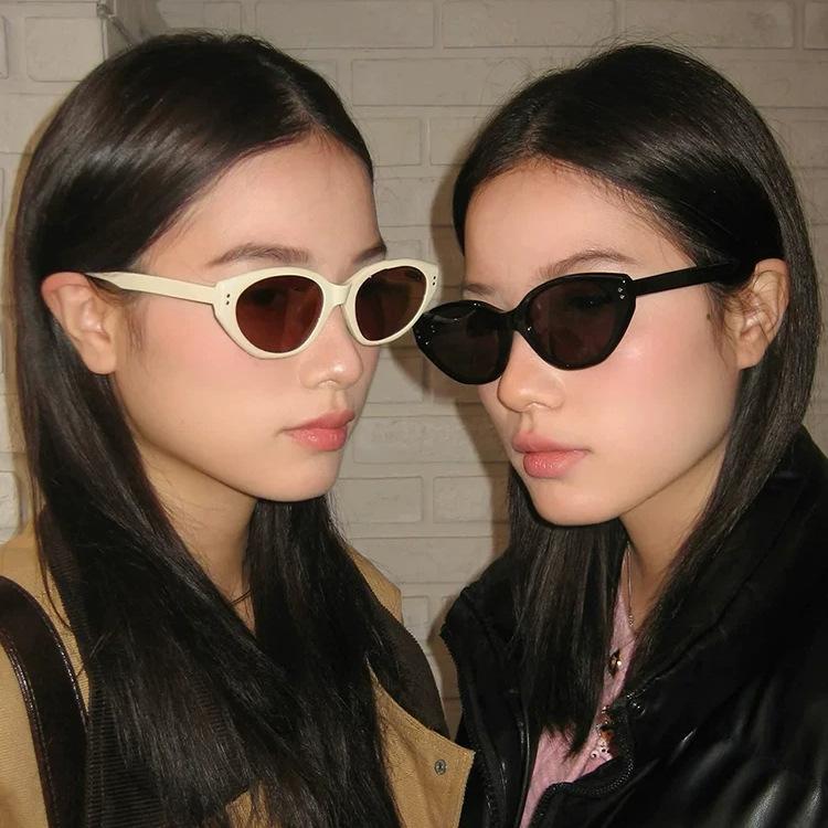 Korean version of trendy cat eye sunglasses UV protection 2026 new polarized small frame sunglasses square round face glasses to take pictures