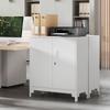 Metal Office Cabinet, Lockable Doors, Office Chest of Drawers, 2-Tier Design, White