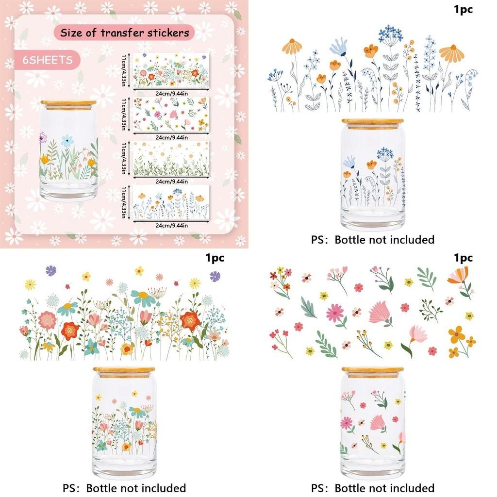 Plant Pattern Glass Cup Water Crystal Transfer Decals For Home Office Decor