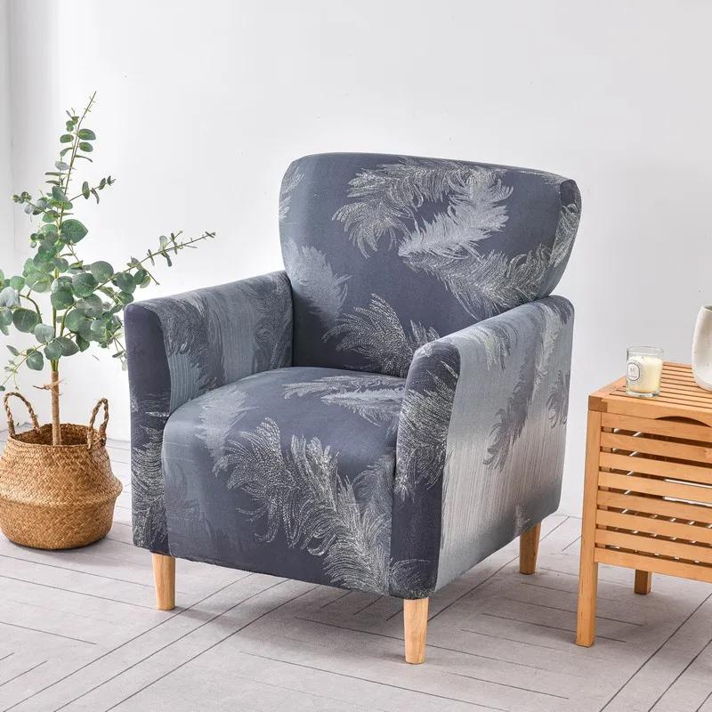 1Pc Printed Soft Armchair Covers Elastic Club Tub Chair Slipcovers Single Sofa Covers Home Bar Counter El