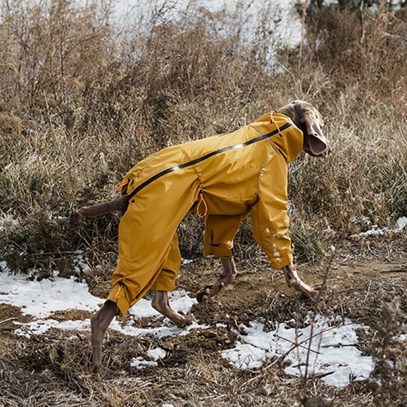 Large Dog Waterproof Winter Jumpsuit High Neck Full Coverage Outdoor Windproof Reflective Dog Coat with Fleece Lining Dog Jacket