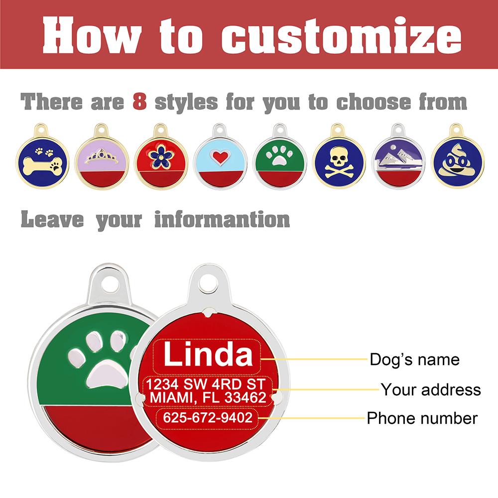 Metall Hundemarke Personalisiert Hunde Namensschilder Individuell Graviert Anti-Verlust Namensschild Für Kleine Mittlere Hunde Katzen Haustier Zubehör