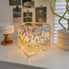 DIY Handmade Tulip Mirror Cube Lamp Simulation Flower Bedroom Sleeping Table Lamp Craft Tulips Mirror Night Light Birthday Gift