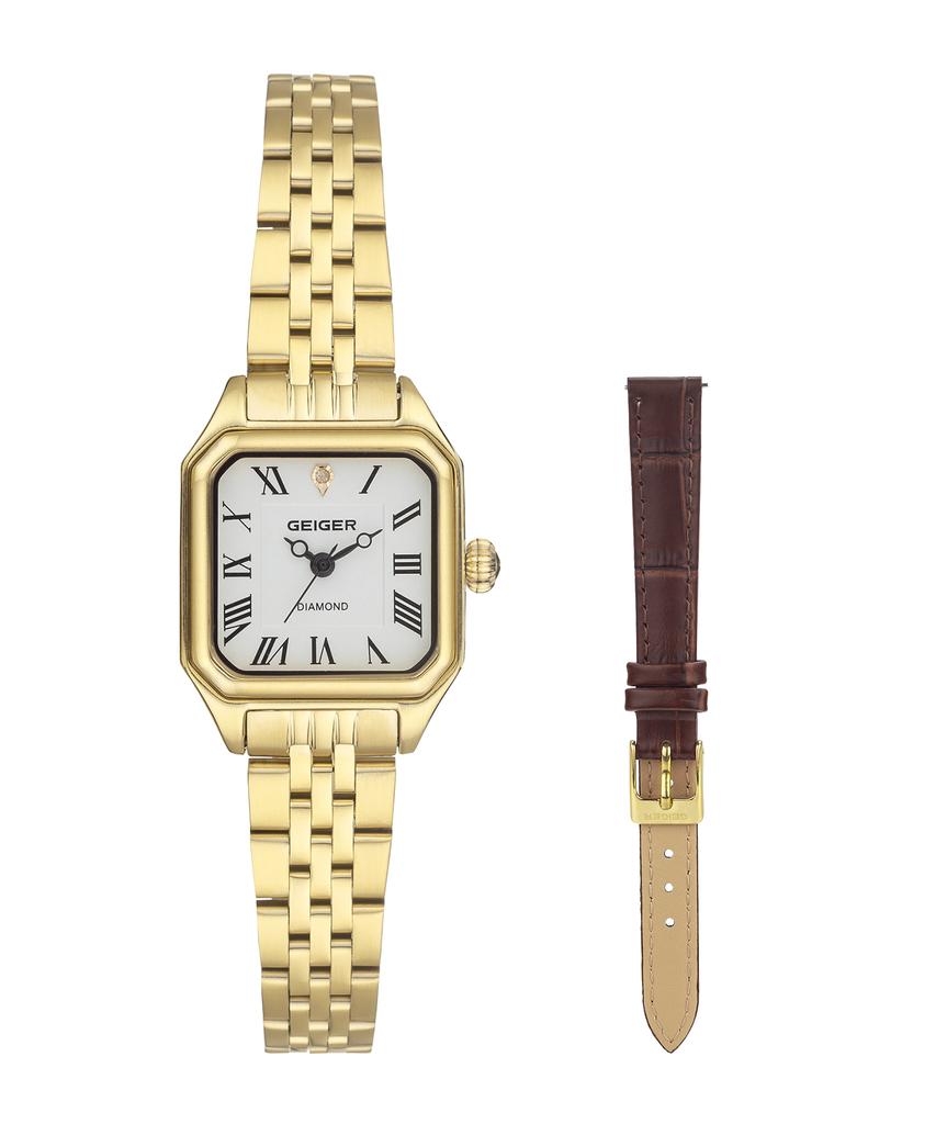 Gaigeo Ge1260Gd Women'S Octagon Diamond Metal Watch