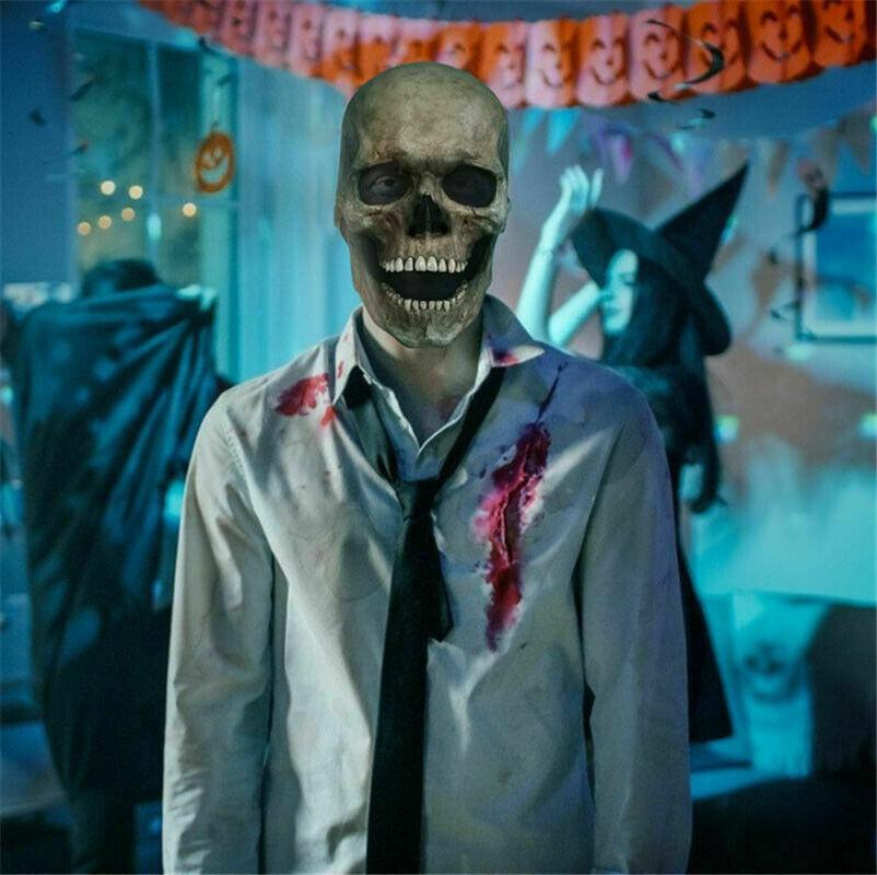 Latex Huvudskallemask Hjälm med Rörlig Käke Party Halloween Rekvisita Huvudbonad