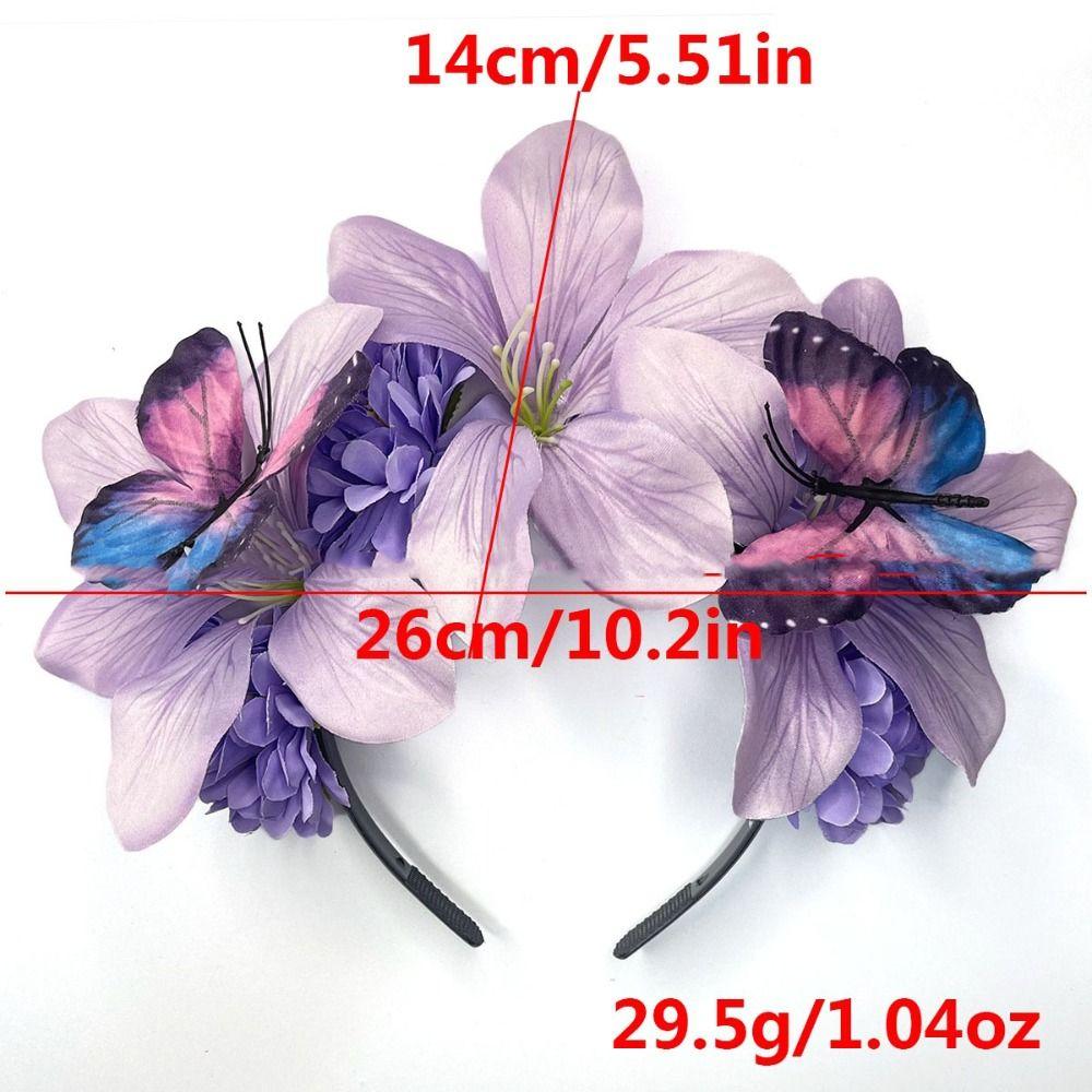 Sweet Simulation Flower Hair Hoop Garland Elegant Floral Crown Hairband Headband Butterfly Carnival Hair Accessories Girls/Bride