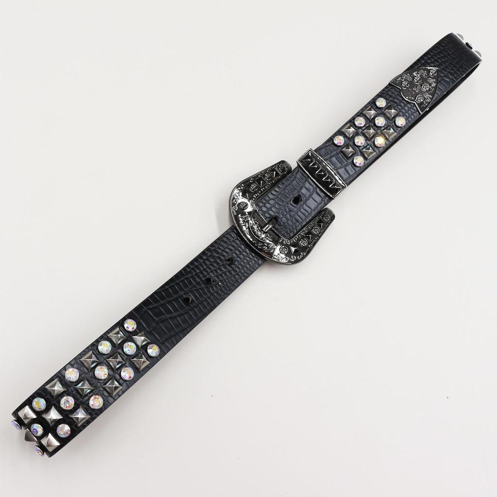 Men's High-End Rhinestone Studded Punk Leather Belt