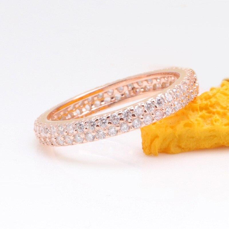 925 Sterling Silver Pan Ring Rose Gold Source Of Inspiration With Crystal Cz Ring For Women Wedding Party Fashion Jewelry