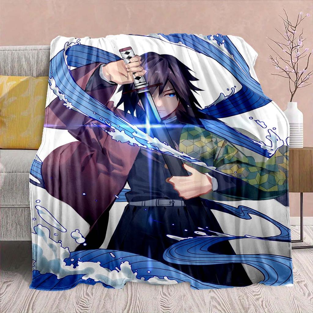 Demon Slayer Anime Flannel Blanket - Soft Warm Perfect for Sofa, Bedding Camping Travel Office Home Decor -QJY