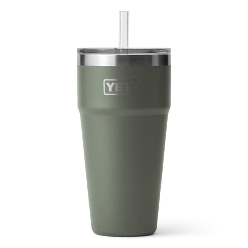 YETI Rambler 26 Oz Straw Cup, Vacuum Insulated, Stainless Steel with Straw Lid, Camp Green