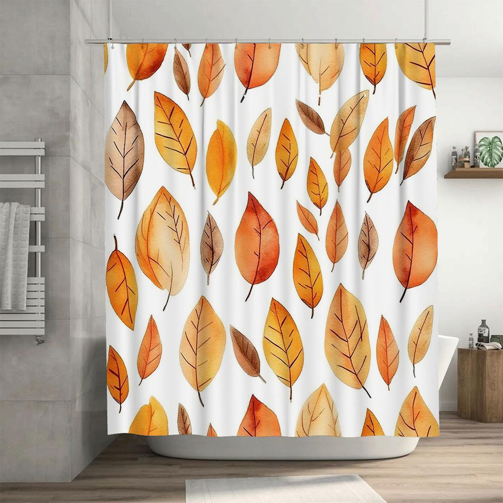 Vibrant Autumn Leaves Shower Curtain Modern Bathroom Decor for Home Living Room Warm Color Waterproof Fabric Easy Installation