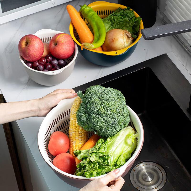 Double-Layer Produce Washing Strainer Basket Set