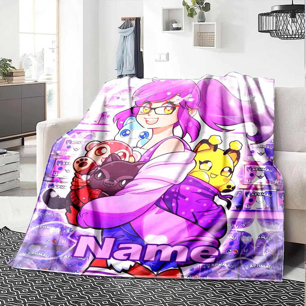Coperta Stampata a Tema Aphmau con Nome Personalizzato - Perfetta per Divano, Letto, Viaggi e Uso Esterno | Lavabile in Lavatrice, Accogliente e Resistente.