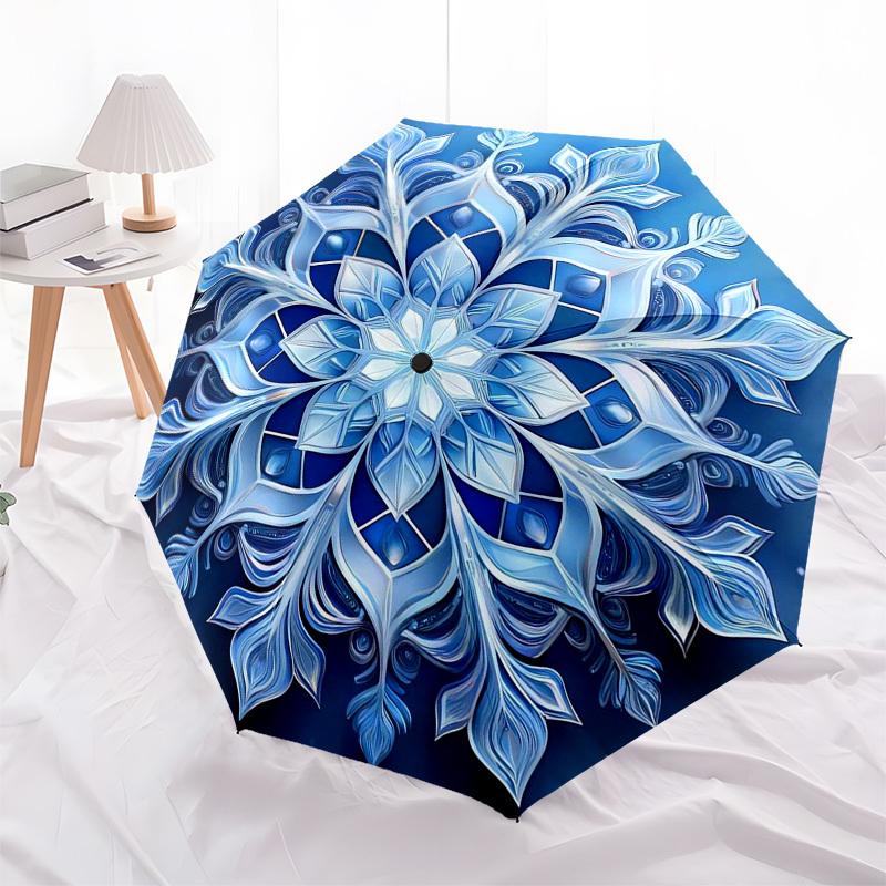 1pc Snowflake Mandala Design Umbrella with Plastic Handle,Suitable for All Seasons Umbrellaptys26078