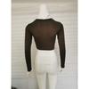 2026 Fashionable Solid Color Short Slim Fit Cropped Long Sleeve T-Shirt for Women with Round Neck