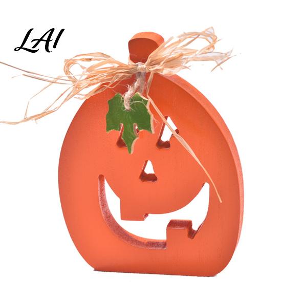 Cute Pumpkin Craft for Showcase Halloween Indoor Wooden Table Sign Spooky Tabletop Block Seasonal Festive Room Ornaments Tiered Tray Centerpiece