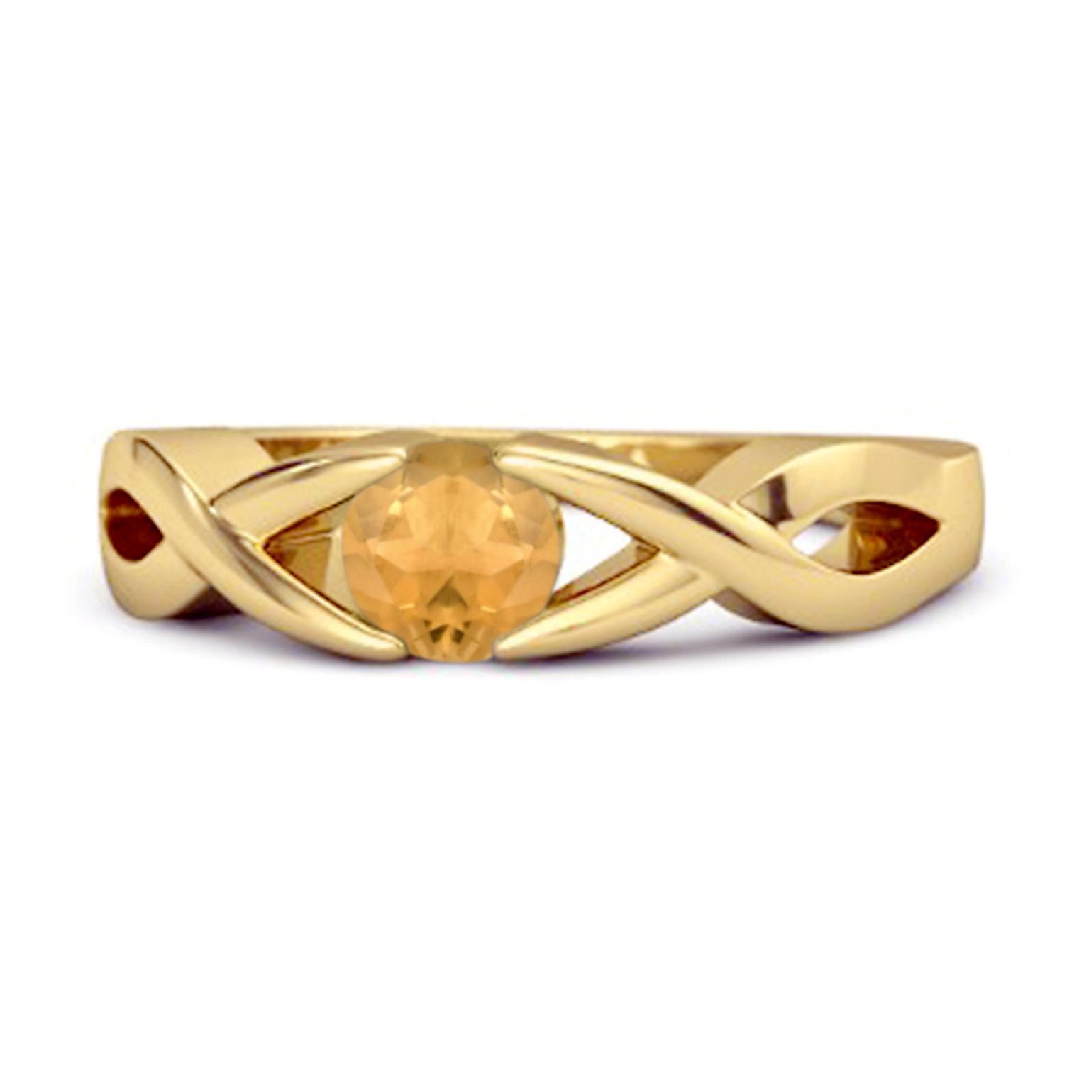 Citrine Twisted Infinity Band Design Ring - 925 Sterling Silver Gold Vermeil 11.5 жёлтый