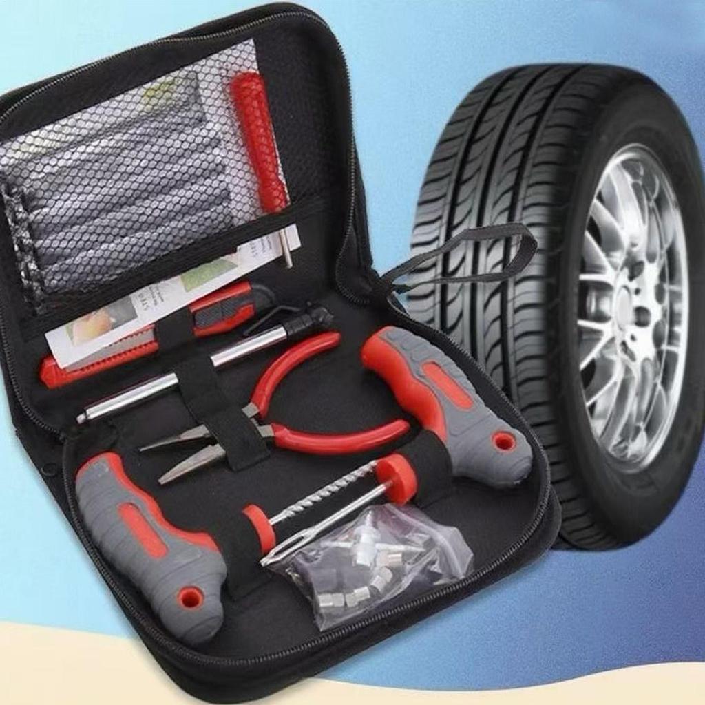 Zestaw do naprawy przebitych opon 34 sztuki Zestaw do naprawy opon samochodowych z łatkami Wytrzymałe narzędzia do naprawy dla SUV-a Kampera Przyczepy ATV Ciągnika