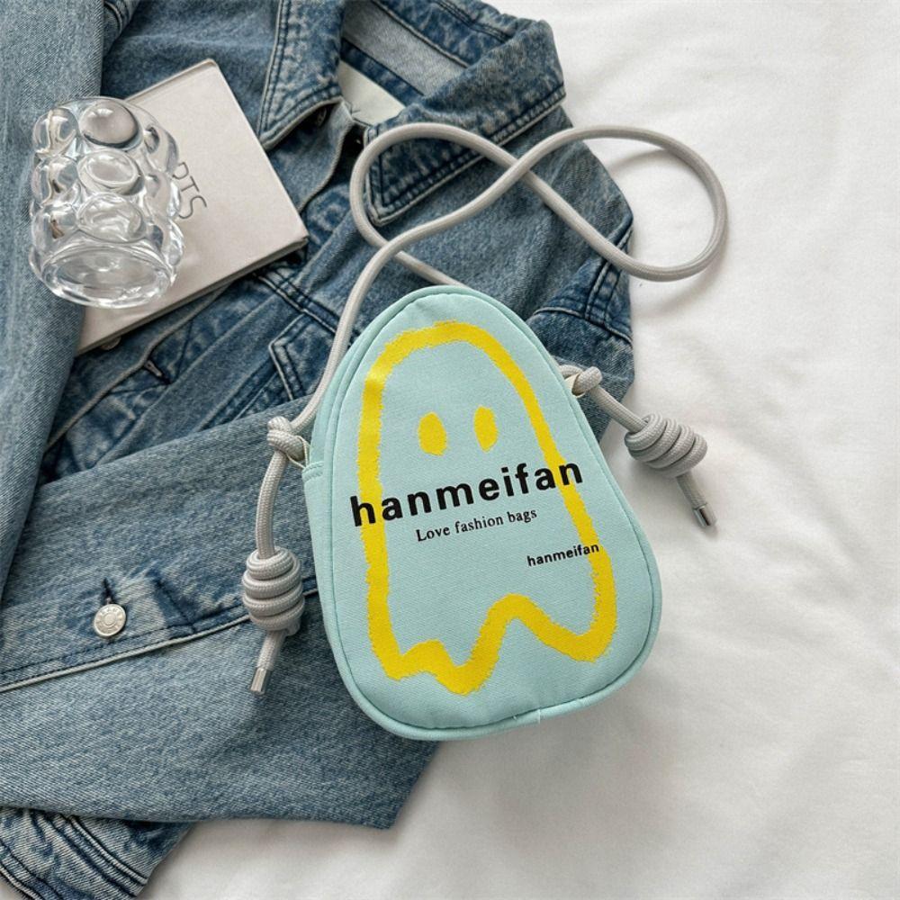 

Coin Purse Halloween canvas Crossbody Bag Solid Color Mobile Phone Bag Ghost Shoulder Bag Lady синий