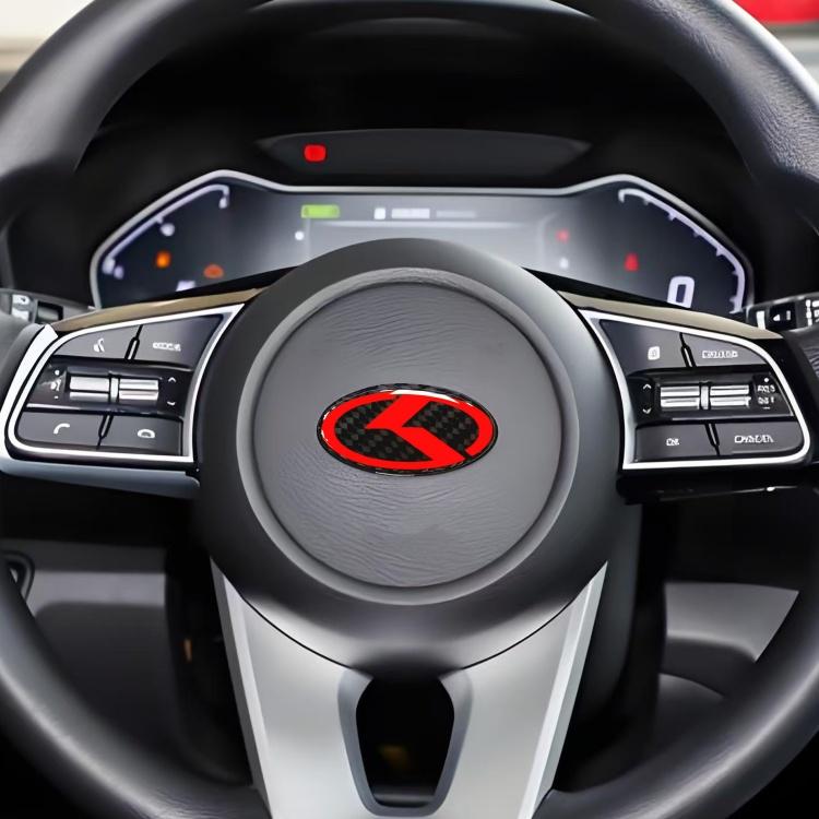 1 pièce Autocollant Emblème Volant Fibre de Carbone K 3D Volant de Voiture Emblème Intérieur de Voiture Accessoires de Style de Voiture Pour KIA