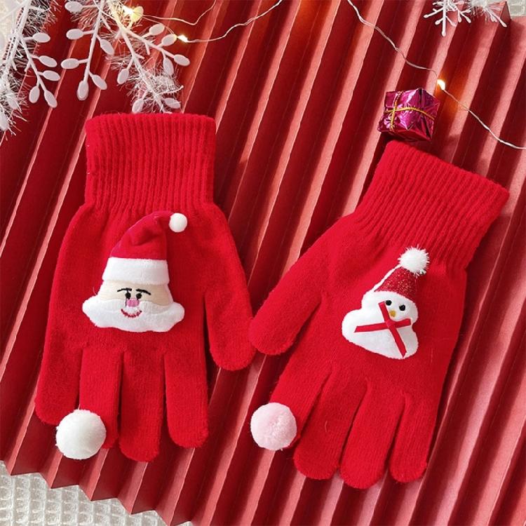 Holiday Theme Gingerbreadman Gloves Knitted Gloves Festival Handwear Lovely Snowman Knitwear Gloves for Daily Use