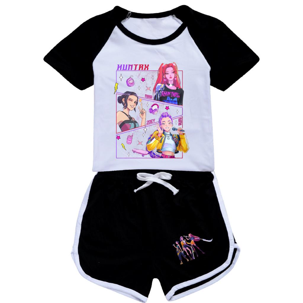 5041 Kids Girls POP Rumi Zoey Mira Print T-shirt Shorts Sport Tracksuit Clothes Set