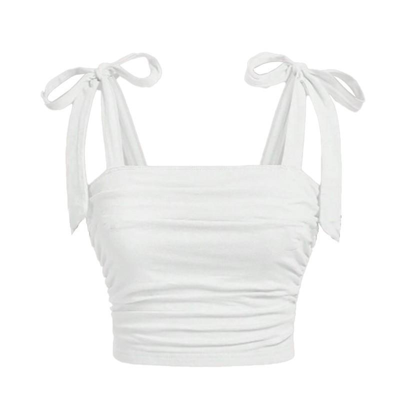 Canottiera da donna monocolore senza maniche con top all'ombelico