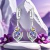 Orstarry 925 Silver Blue Purple Iris Flower Drop Earrings Women Earrings Charm Trend Versatile Party Jewelry Gifts