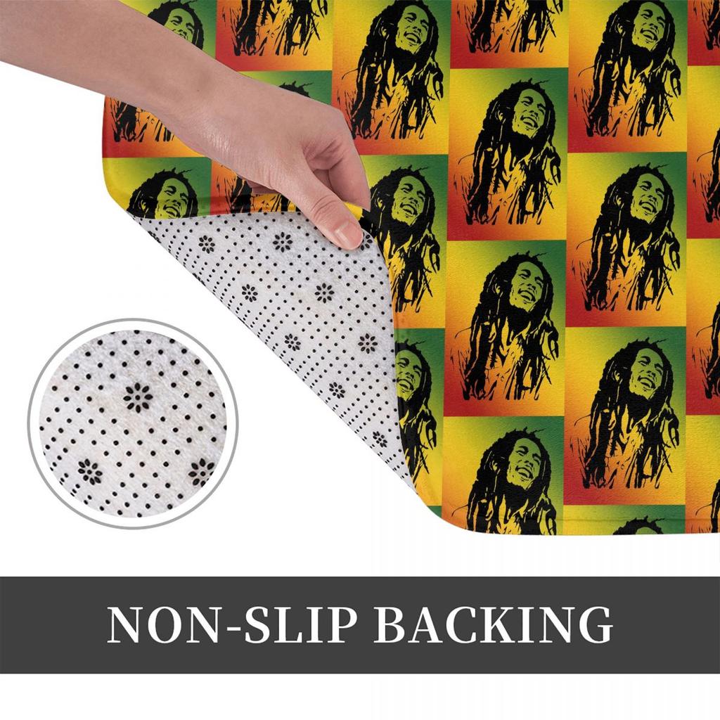 Bob Marley Reggae rutschfeste Fußmatte Bodenmatte Sandkratzmatte Teppich für Kücheneingang Haus Badezimmer Wohnzimmer Fußmatte