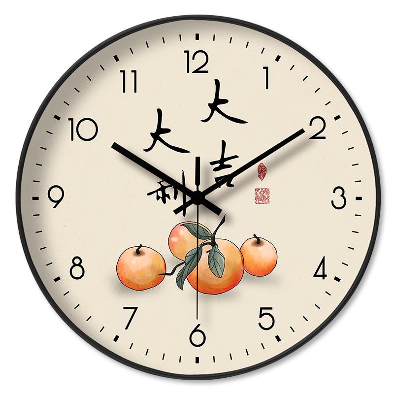 Simple Wall Clock Silent Good Luck Living Room Round Smooth Sweep Everything Goes Well Creative Bedroom Clock Wall Mount
