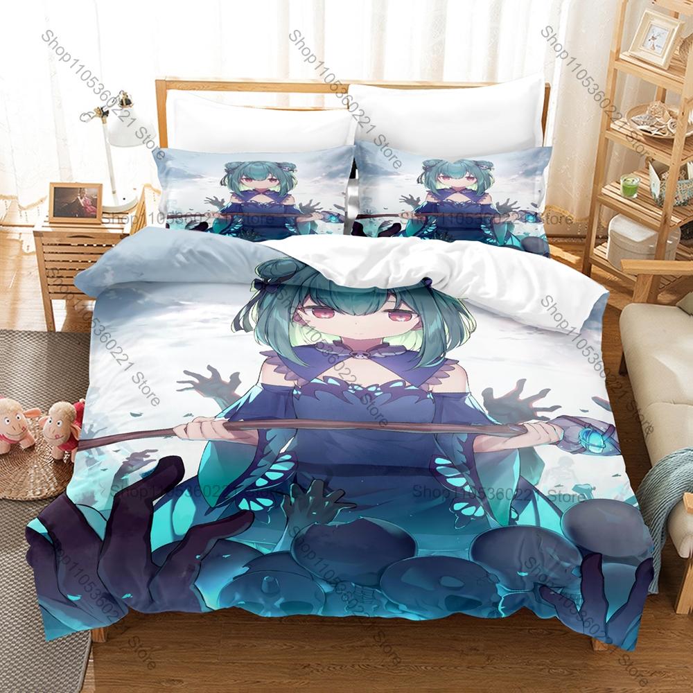 Anime Bedding Set 3Pcs Hololive Rushia Yandere Necromancer Design Stylish Bedroom Ornament Gift