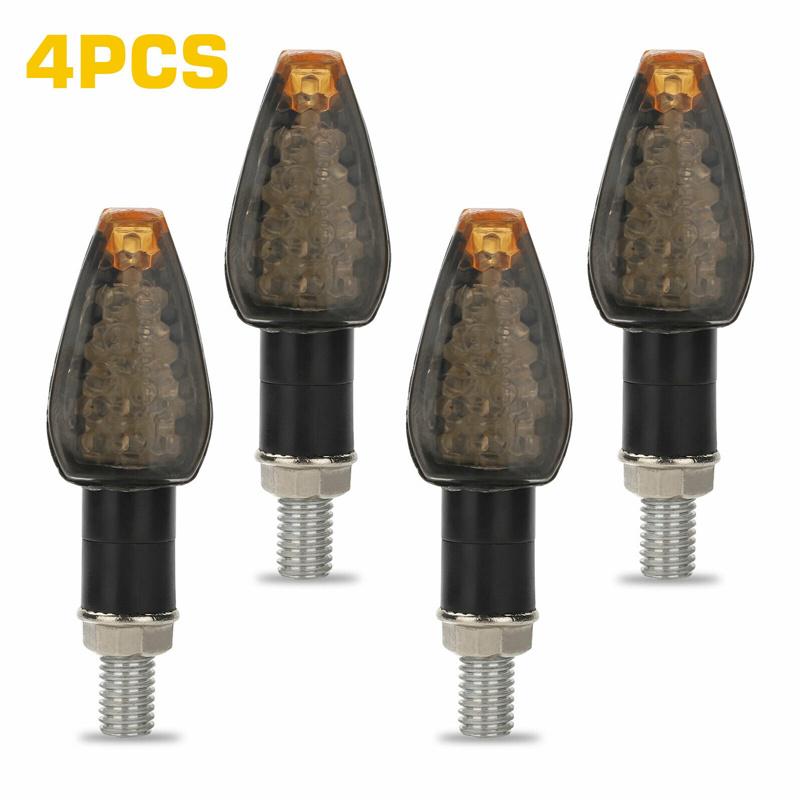 

4Pcs Motorcycle LED Turn Signals Flasher Light Short Style Universal Amber Indicator Blinkers Lamp 12V
