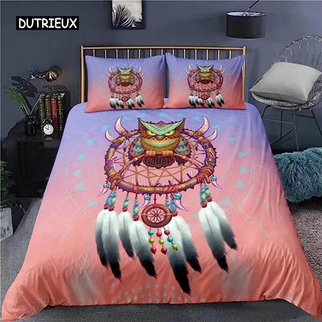 Boho Duvet Cover Dreamcatcher Rustic Floral Mandala Galaxy Duvet Cover Set Bohemian Native Ethnic Exotic Customs for Decorative