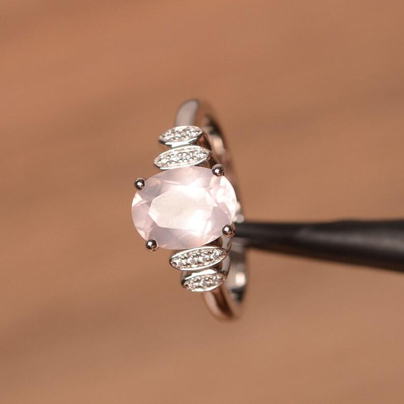 Women's Oval Cut Pink Quartz Gemstone Ring 925 Sterling Silver Band For Engagement Anniversary & Wedding Wear