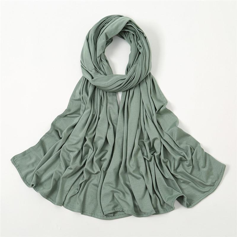Plain Jersey Thick Hijab Scarf Cotton Polyester Wrap Elasticity Shawls Foulards Long Stretchy Turban Muslim Head Snood 180*60Cm