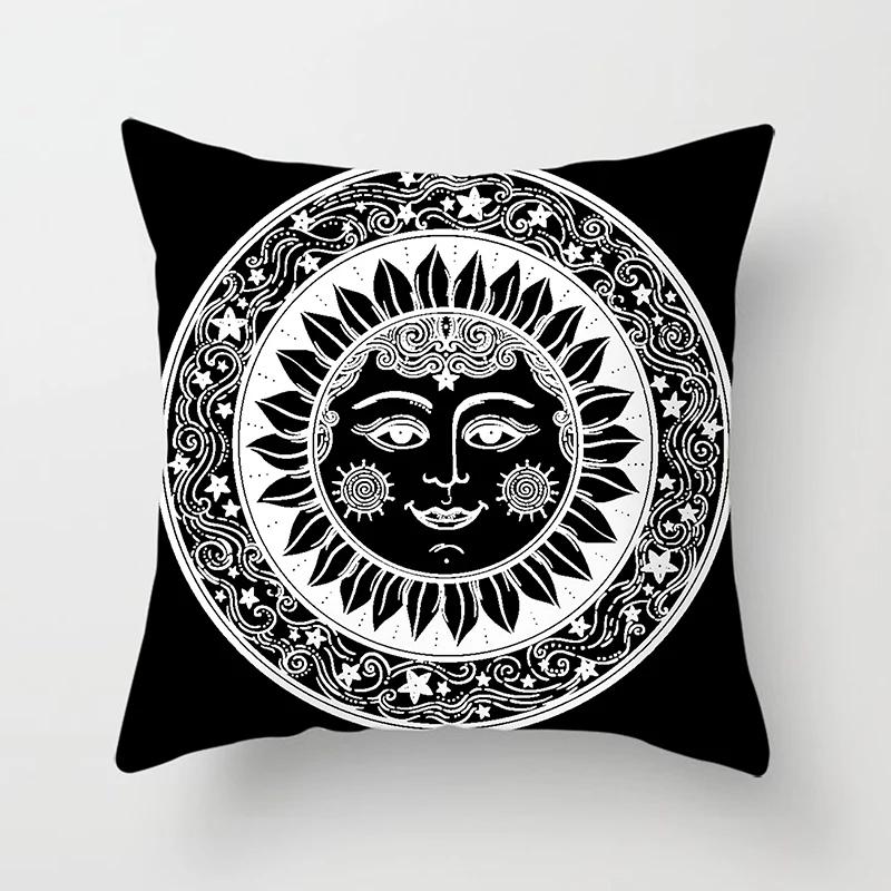 Home Decor Sun & Moon Themed Cosmic Throw Pillow Covers Pattern Cushion Cover Suitable For Sofa Bedroom Car Pillow Cover