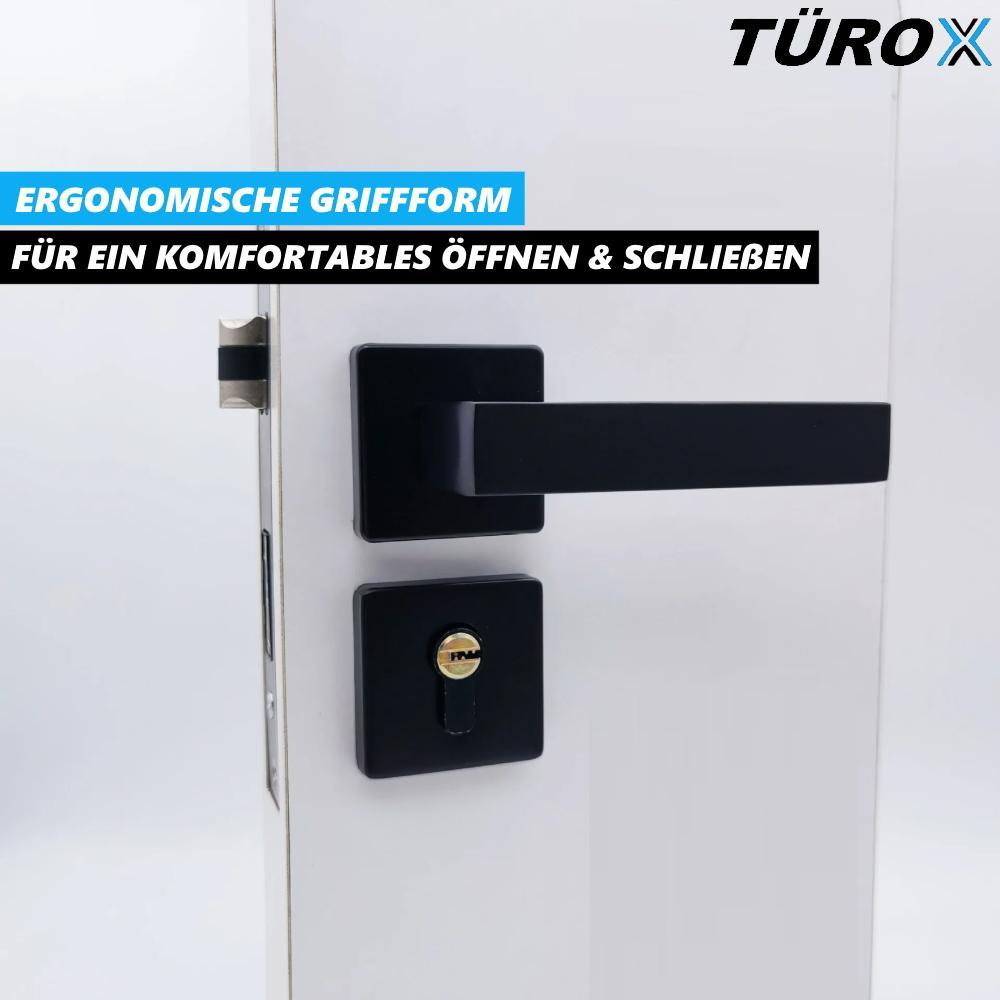 TÜROX Türgriff Set Türklinke Türdrücker Türbeschlag Rosettengarnitur schwarz