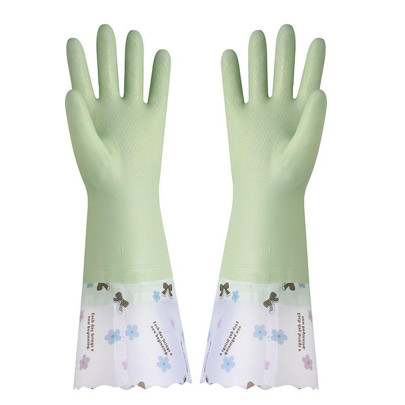 Thickened Long Cuff Waterproof Latex Kitchen Gloves for Dishwashing and Laundry