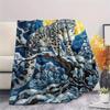 Snow Leopard Animal Print Flannel Blanket, High quality Comfortable for All Seasons, Home Decor, Warmth and Comfort, Perfect for Christmas Gifts114