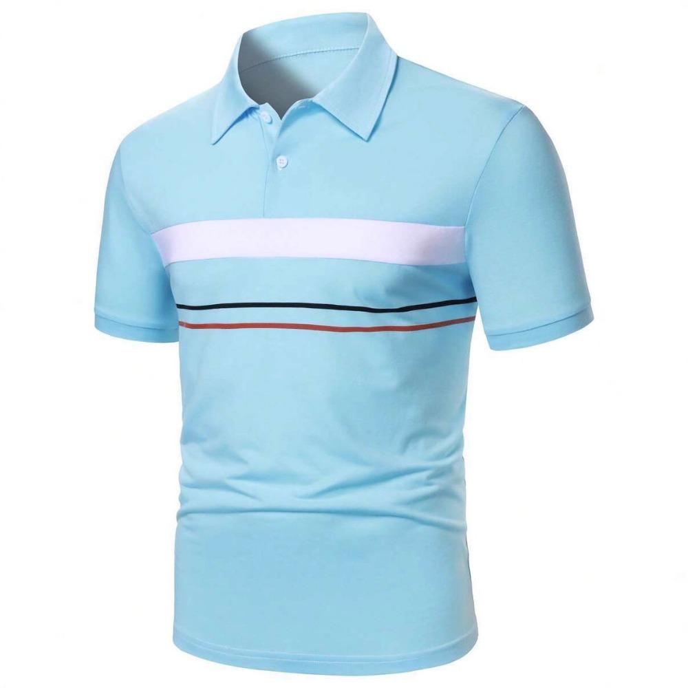 Men's Polo Shirt with Digital Print, Lapel, Striped Short Sleeved Casual Versatile Top