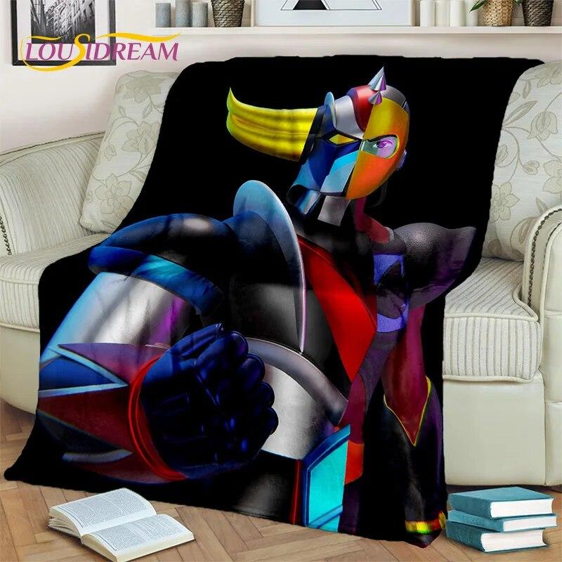 Cartoon UFO Robot Grendizer Anime Blanket,Soft Throw Blanket for Home Bedroom Bed Sofa Picnic Travel Office Cover Blanket Kids