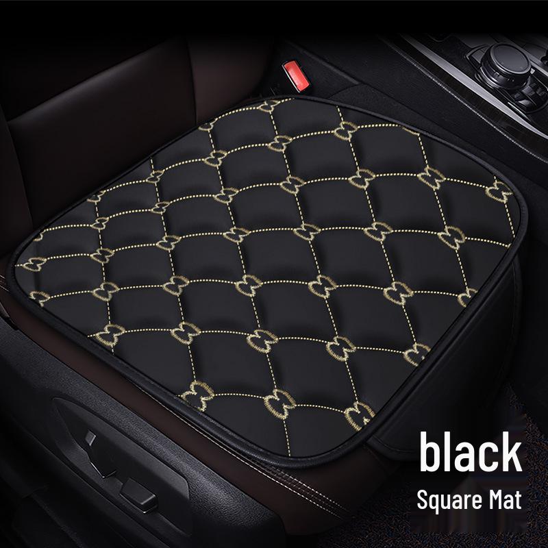 Bamboo Charcoal Leather Car Seat Cushion Set, Three-Piece, No Backrest, All-Season Interior Kit