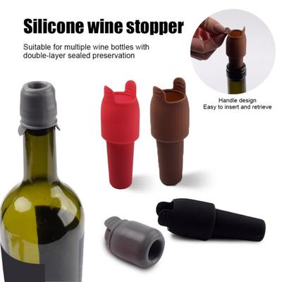 4Pcs Silicone Wine Stopper with Universal Beer Champagne Handle Leak-proof Food Grade Glass Bottle Sealer Sealing