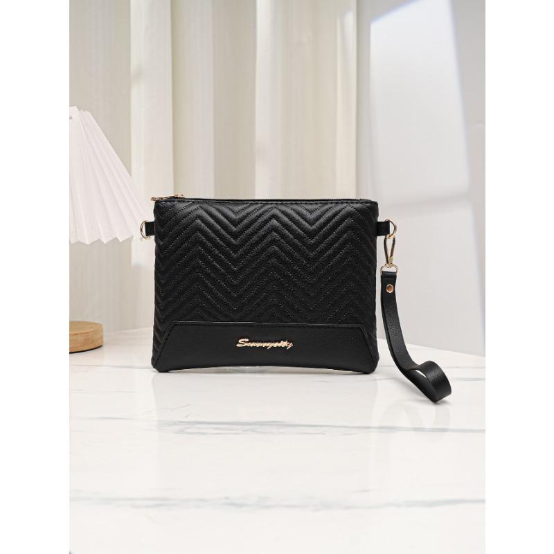Simple wave solid color high-end quilting embroidery solid color shoulder strap commuter bag women's change bag new model