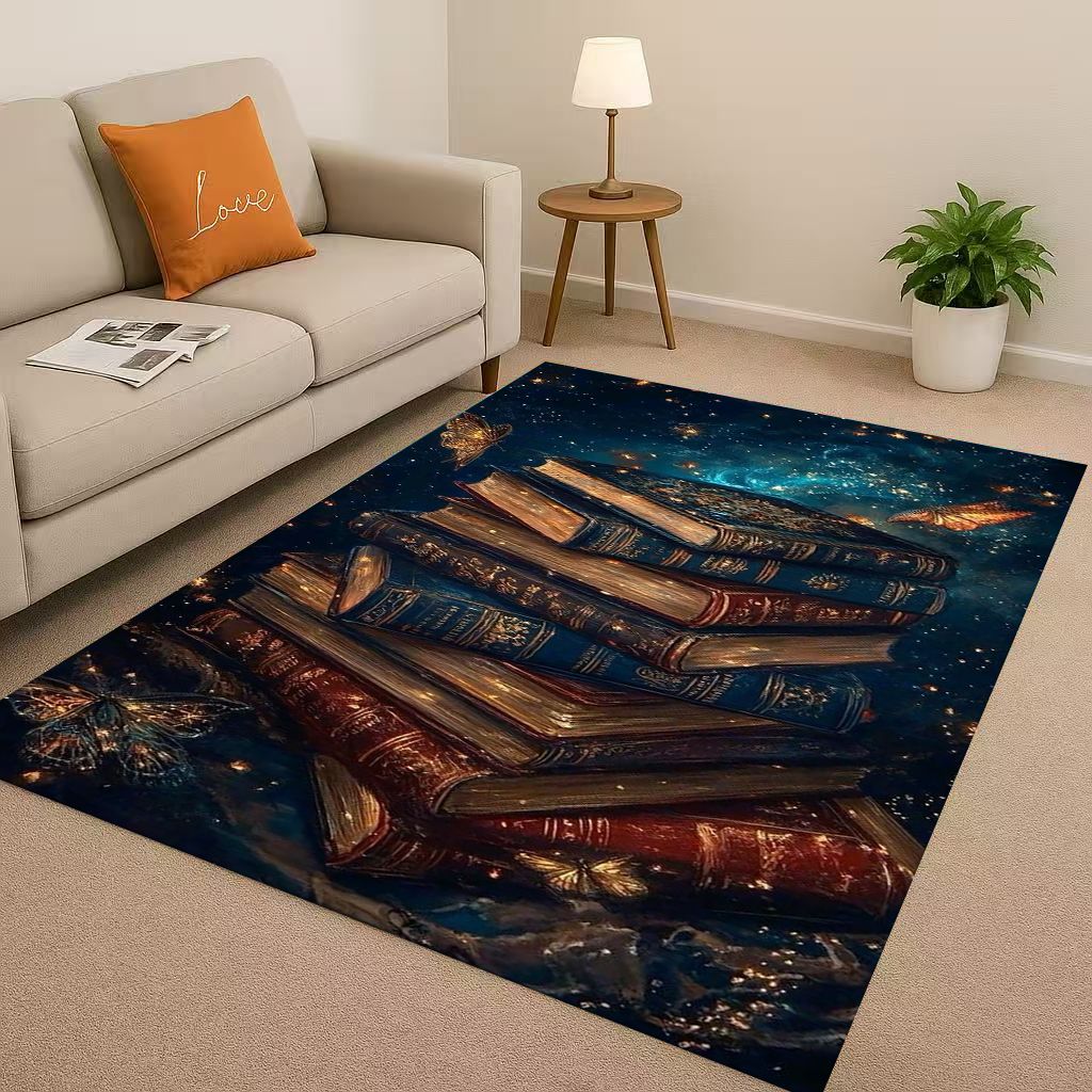 HD Magic Book Library Bookshelf Living Room Non Slip Area Rug Soft Carpet for Bedroom Sofa , Easy Clean Home Doormat Playmat